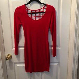 Charlotte Russe Red Mini Dress with Patterned Back